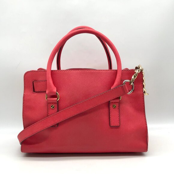 Michael Kors Red Saffiano Leather Hamilton Convertible Satchel - Picture 2 of 10